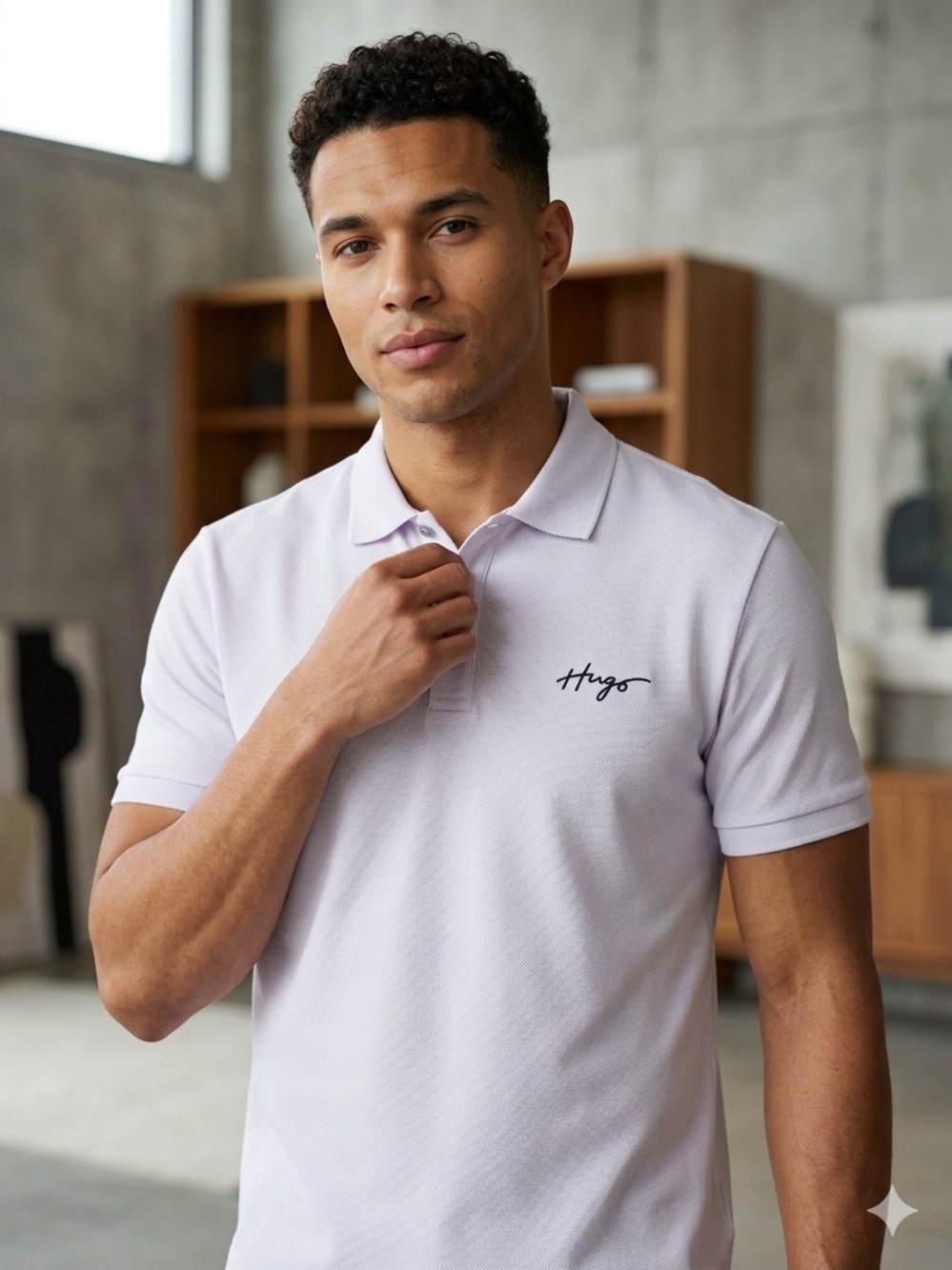 HUGO BOSS Men's Mercerized Cotton Polo Shirt - Script Logo (Size XL - fits as L)